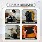 LFH Home Large Premium 1pack Cotton Rich Canvas Laundry Bag with Drawstring and Handles Heavy Duty (18”x26” / Black)