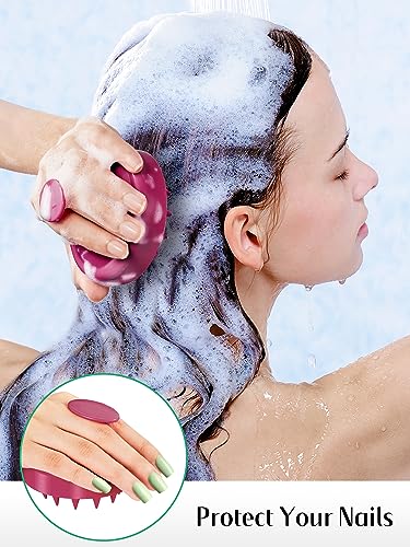 2 Pack Scalp Massager Hair Growth Scrubber for Dandruff Removal (Red & Black)