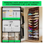 24 Pair Over Door Shoe Organizer for Family & Kids (12-Tier / 24 Walnut Brown)