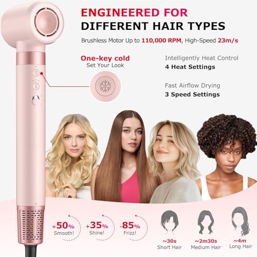 5-in-1 Hot Air Styler Wrap for Fast Drying and Auto-Wrap Curling (Pastel Pink)