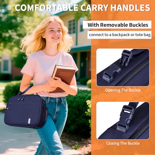 NOL Reusable Insulated Kids Lunch Bag (Navy Blue / Horizontal (6 Liters))