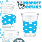 36 Pcs White Cloud Plastic Cups 12 oz for Party (White Cloud)