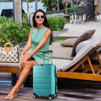 Hardside Expandable Carry On Luggage with Spinner Wheels & Built (Lake Blue)