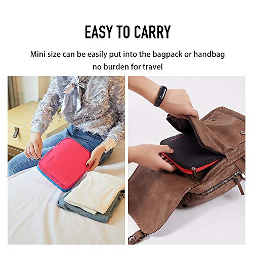BeeNesting Mini Travel Compression Packing Cubes for Underwear Swimwear (Black Red / 1-Piece Set (4 L))