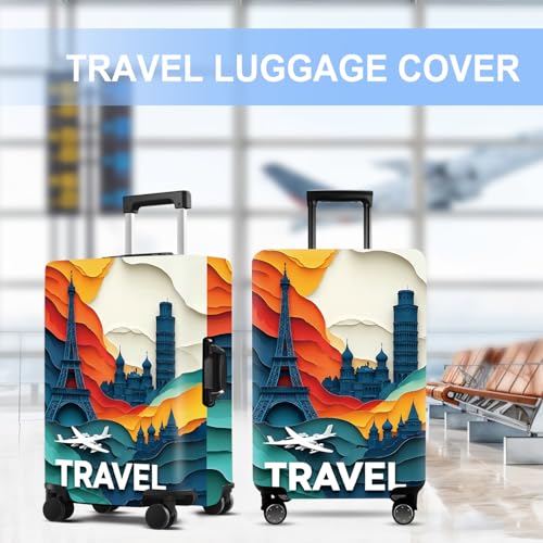 Luggage Cover Washable Suitcase Protector Anti (Travel-3 / S(fits 20-22inch suitcase))