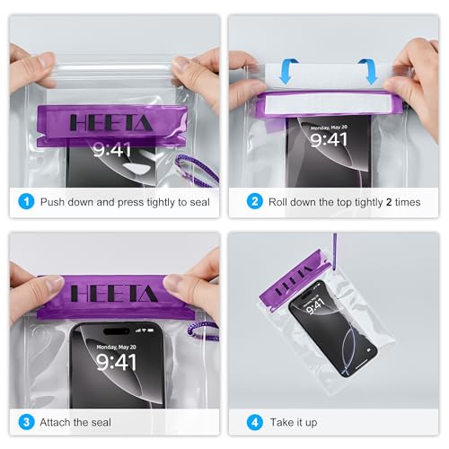 5 Pack Clear Waterproof Dry Bag Pouch (Purple)