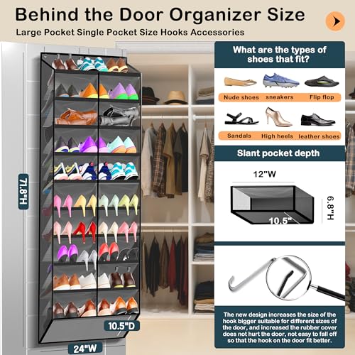 10 Tier Over the Door Shoe Organizer (Dark Gray)