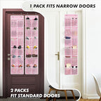 12 Pockets Large Over Door Shoe Organizer (Pink / 2 Pack x 12 Pockets)