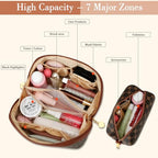 Initial Makeup Bag Personalized Gift for Women Teen Girls (Coffee / M)