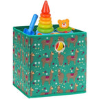 10 Inch Foldable Cube Storage Bins with Handles (6 Pack - 10" x 10" x 10" / Green - Lama)