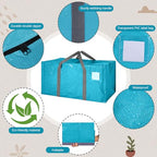 8 Pack Heavy Duty Dorm Moving Bags 65LBs Zippers (Blue)