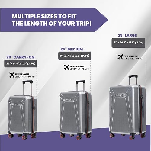 Traverse 20 Inch Carry On Expandable Hardside Upright Suitcase with 360° Spinner Wheels (Silver / Carry-On)