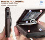 Men Leather Wallet for AirTag (Forest Brown8620)