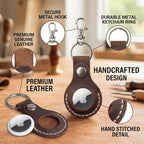Toprank Leather Keychain Holder Compatible with Apple AirTag (Tan)
