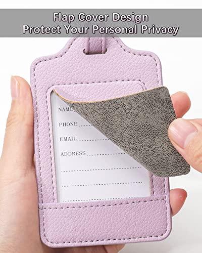 Leather Luggage Tags for Suitcases (Lichee Lilac)