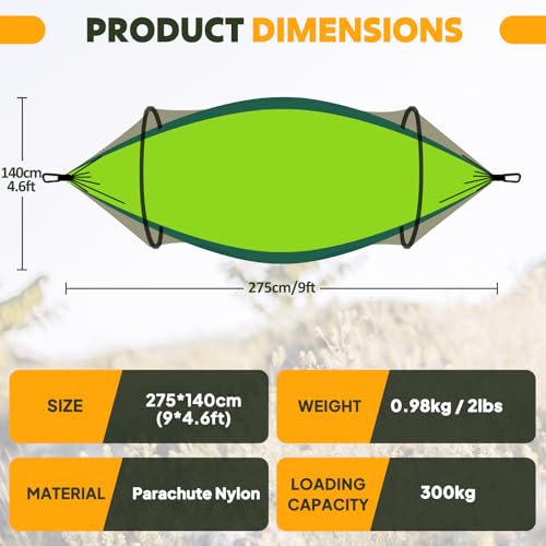 Ultra Light Travel Camping Hammock Pop (Light Green/Dark Green)