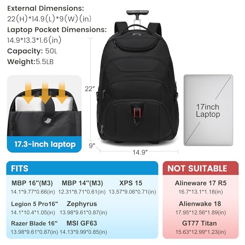 Rolling Backpack (17.3 inches / Black)
