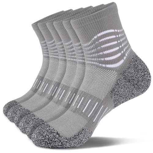 Ankle Compression Socks for Men Athletic Running Socks with Cushioned Support 3 Pairs (X-Large / Cushioned‑grey(3 Pairs))
