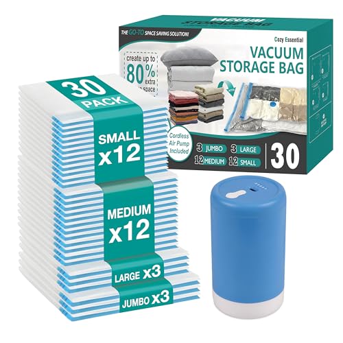 Travel Vacuum Storage Bags with Rechargeable Cordless USB Pump (Combo)