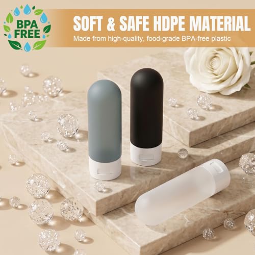 20 Pack Travel Bottles Set for Toiletries (dark blue & black & white)