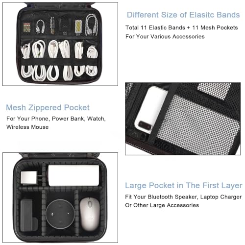 Cord Organizer Bag with Adjustable Divider (Grey / Medium)