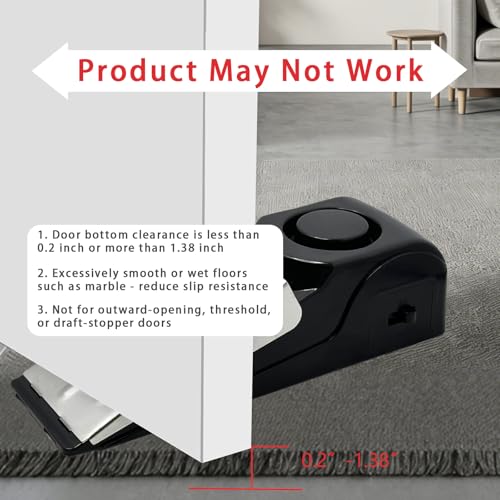 Portable Door Lock & Door Stop Alarm Set (Red)