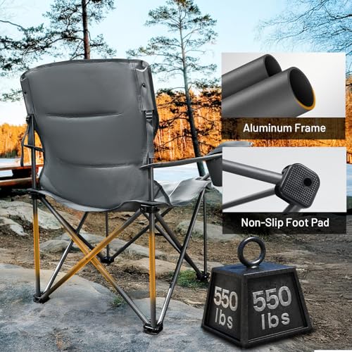 2 Pack Oversized Folding Camping Chair for Adults (Grey-2 Pack)