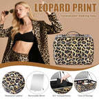 Large Travel Makeup Bag with LED Detachable Mirror (Leopard / Removable Mirror)