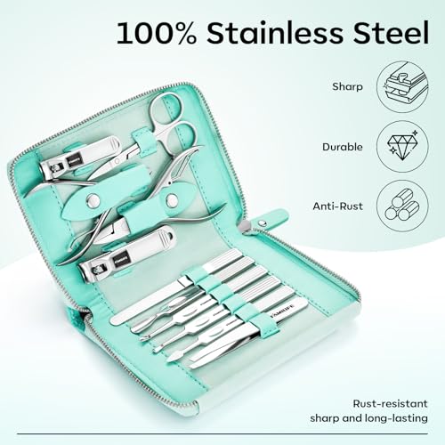 Stainless Steel Manicure Set 11 (Mint Green)