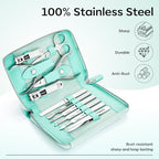 Stainless Steel Manicure Set 11 (Mint Green)
