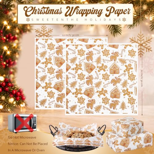 100 Pcs Christmas Wax Paper Sheets for Food Wrapping (Browm / Christmas Classic)