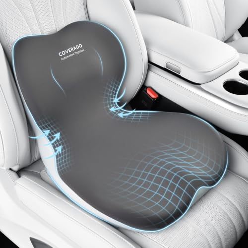 Car Seat Cushion and Lumbar Support Pillow One Piece (Gray-b / 1 Piece)