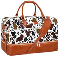 Weekender Bag for Women 21.5" Travel Duffel Large Carry On Bag 3PCS (Large / 5-Brown Cow-Single)