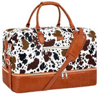 Weekender Bag for Women 21.5" Travel Duffel Large Carry On Bag 3PCS (Large / 5-Brown Cow-Single)
