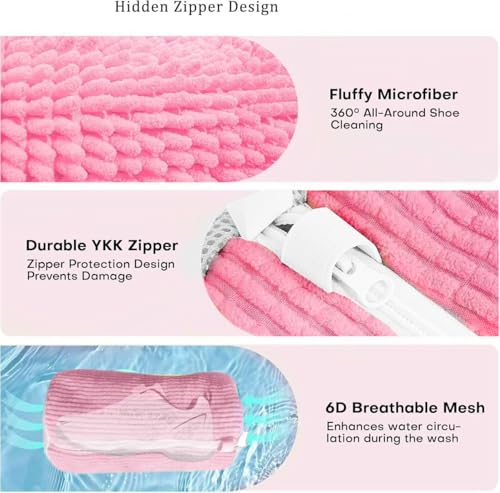 Laundry Shoe Bags for Washing Machine (Pink-2Pcs)