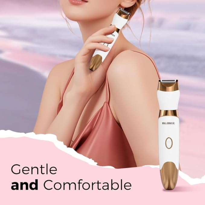 Bikini Trimmer for Women, LED Display Electric Razors for Women, 5-in-1 Electric Shaver, Rechargeable Painless Pubic Hair Trimmer for Legs, Underarms, Face & Sensitive Skin (Gold)