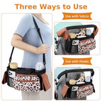 Universal Stroller Organizer with Insulated Cup Holder (Leopard / Classic Organizer)