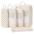 Compression Packing Cubes for Women Kids (AB-Light Checkerboard / 5 Set)