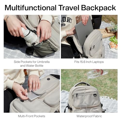 Travel Laptop Backpack (Beige / 16 inch)
