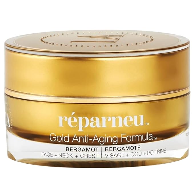 InfiniteAloe réparneu Gold Anti-Aging Formula, Neck Firming, Face Tightening, Anti Wrinkle Face Cream - Organic Aloe Powered with Collagen, Peptides & Retinyl - 0.5oz Jar