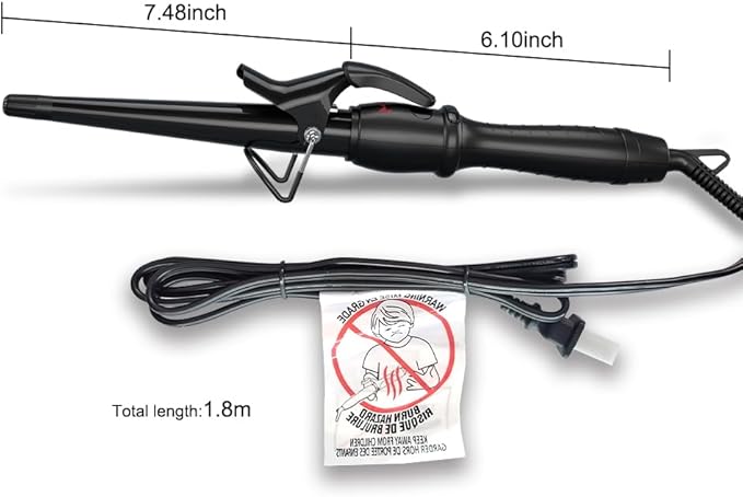 Hair Curling Wand, 0.5-1 Inch Tapered Ceramic Curling Iron, Hair Curler with 9 Temperature Settings & LCD Display for All Hair Types