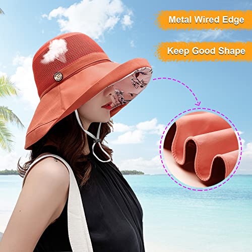Women Summer Wide Brim Sun Hat Bucket Fishing Hats UV Protection (One Size / M9163-jvse)