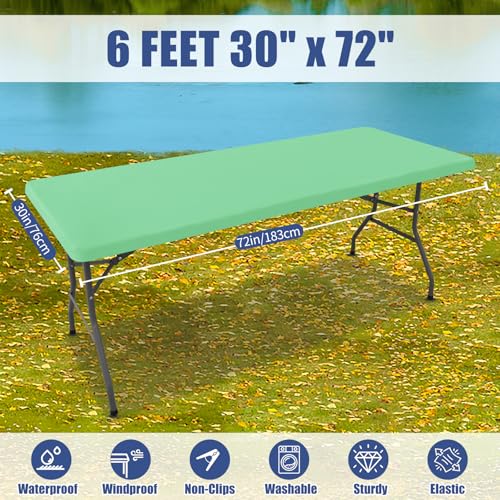 2 Pack Rectangle Spandex Fitted Table Cloth (Bright Green / 72" x 30" (Rectangular))