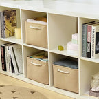 Organization and Storage Bin for Shelves (Beige / 3PCS/Large - 15.7Lx11.8Wx8.3H)