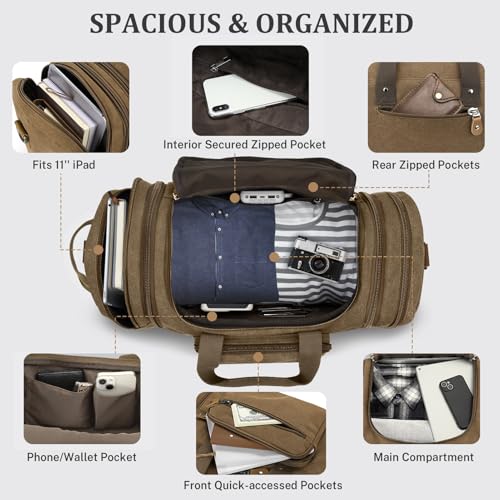 Canvas Duffle Bag (Coffee / X-Large-60L (With Shoe Compartment))
