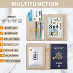 Rfid Passport Holder for Travel women (Beige)