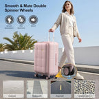 26 Inch Large Checked Luggage Hard Shell Suitcase Top Opening (26 Inch / Pink)