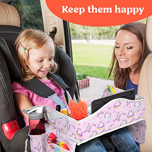 Kids Travel Tray for Car (1-pack Pink Unicorn)