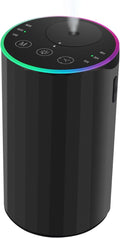 Waterless Essential Oil Diffuser, 7 Colors LED Light, Battery Powered Mini Scent Air Machine, Aromatherapy Mist Diffuser for Home Room Car Office，Black Aluminum Alloy