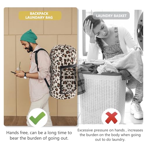 Laundry Bag Backpack (1Pack / Leopard Print)